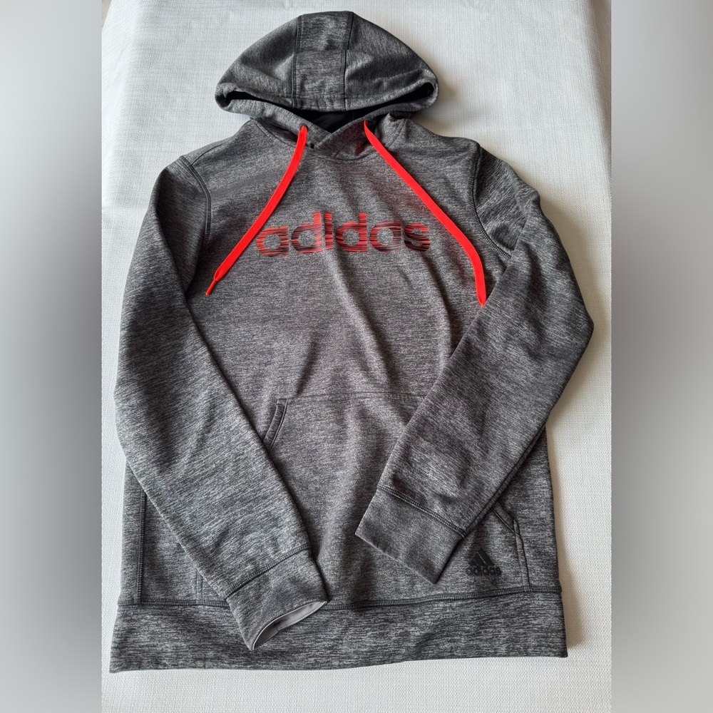 Adidas Climawarm Sweatshirt Grey & Orange Women's Size Med EUC Pocket Thumbholes